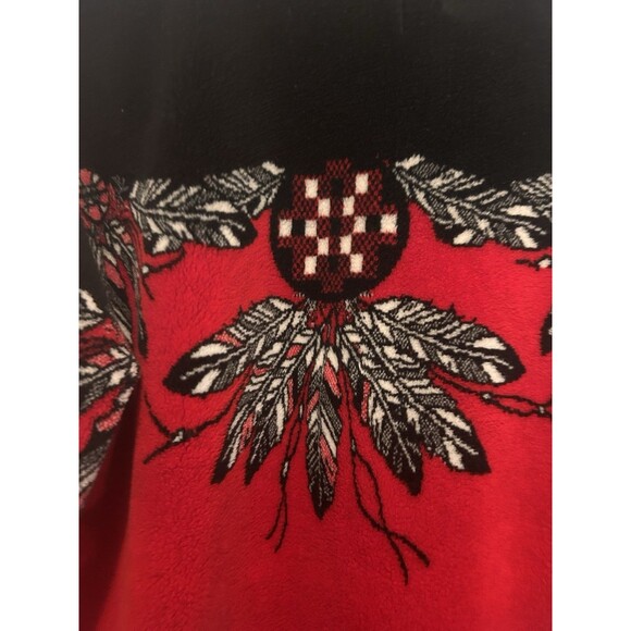 VTG Coastlines Canada Women’s M Red Fleece Jacket Native American Western Cabin - Picture 5 of 8